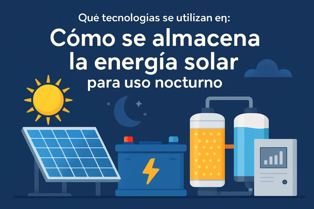 qué tecnologías se utilizan en Cómo se almacena la energía solar para uso nocturno