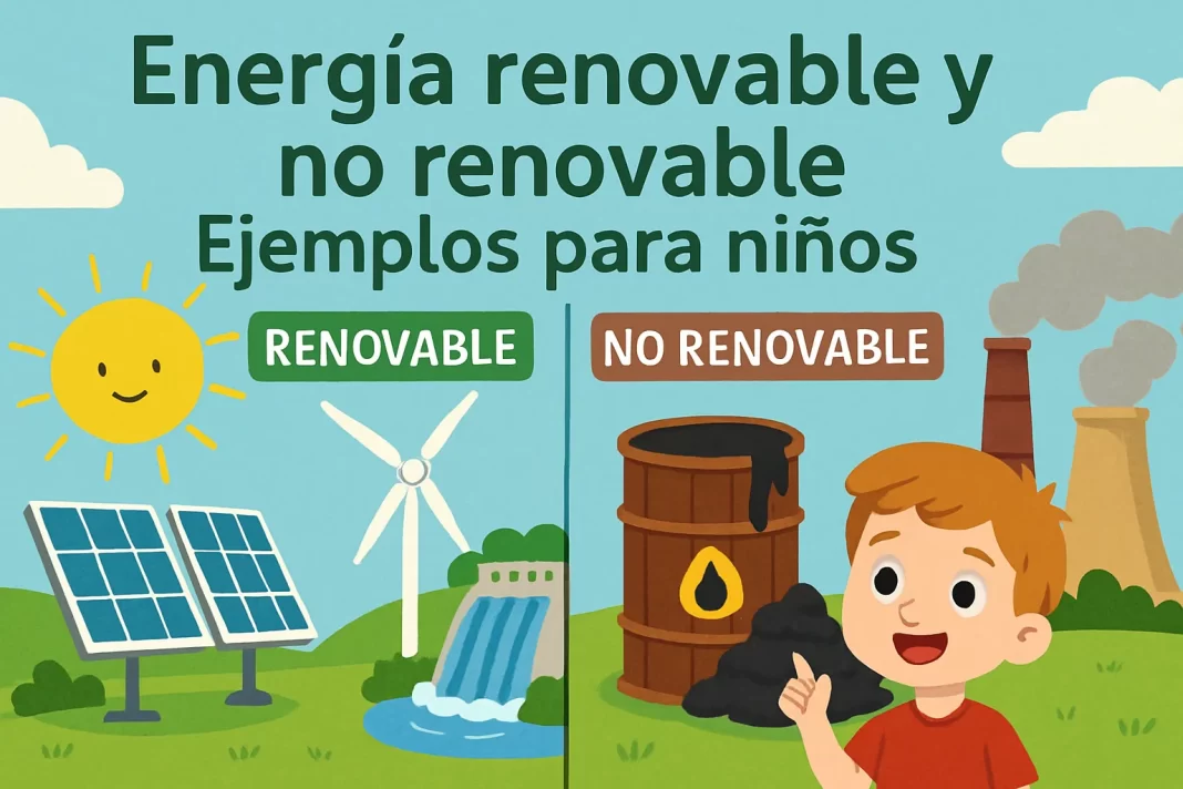 energía renovable y no renovable ejemplos para niños