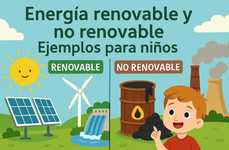 energía renovable y no renovable ejemplos para niños