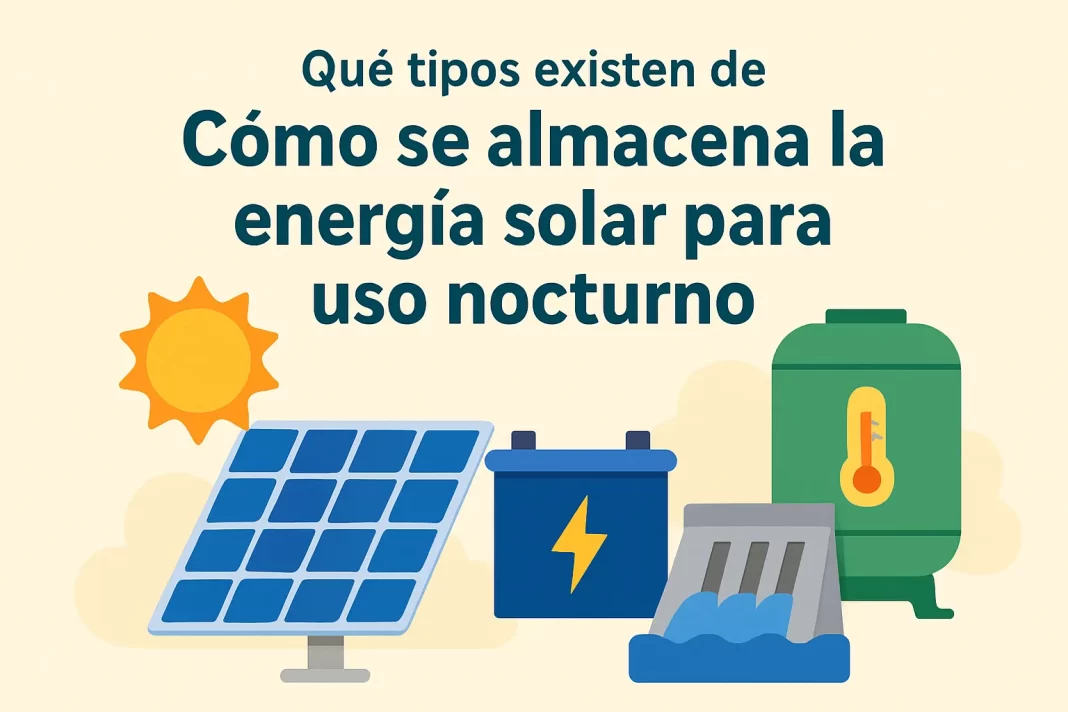 qué tipos existen de Cómo se almacena la energía solar para uso nocturno