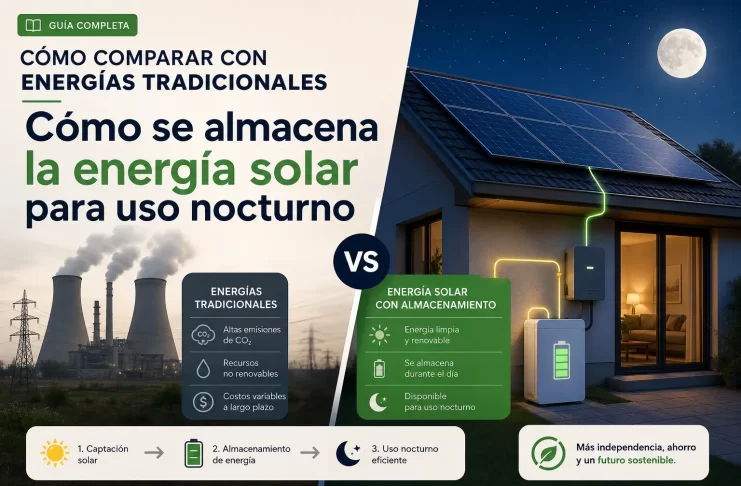 cómo comparar con energías tradicionales Cómo se almacena la energía solar para uso nocturno
