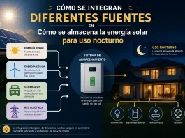 cómo se integran diferentes fuentes en Cómo se almacena la energía solar para uso nocturno