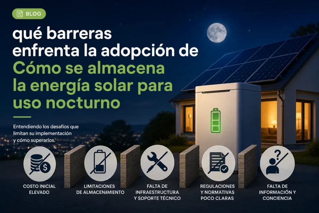 qué barreras enfrenta la adopción de Cómo se almacena la energía solar para uso nocturno