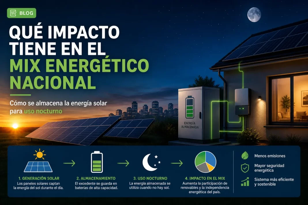 qué impacto tiene en el mix energético nacional Cómo se almacena la energía solar para uso nocturno