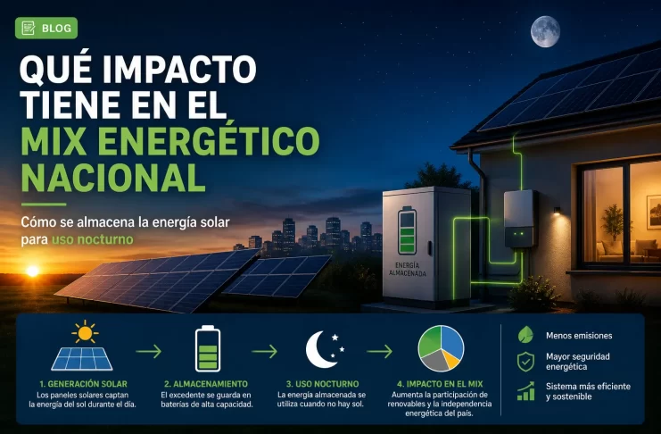 qué impacto tiene en el mix energético nacional Cómo se almacena la energía solar para uso nocturno