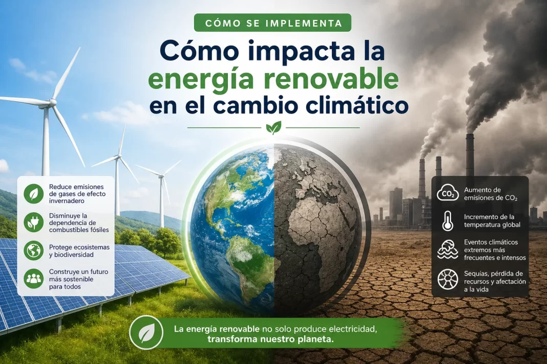 Cómo se implementa la energía renovable y su impacto en el cambio climático cómo se implementa Cómo impacta la energía renovable en el cambio climático